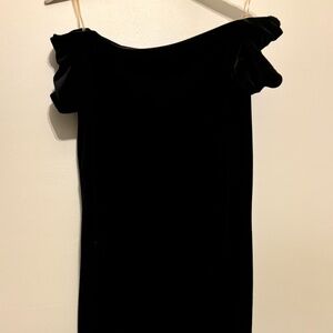 Black off the shoulder velvet dress